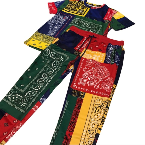 Men’s “Colorful Bandana” Track Pants. Size S, M, L, and XL. - Picture 6 of 6